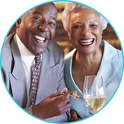Couple showing off their smile - Denture Services